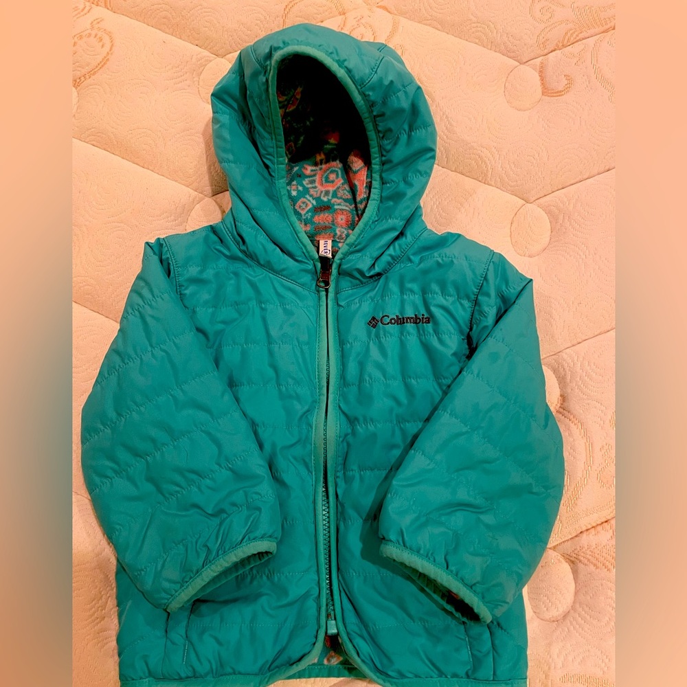Columbia Double Trouble Reversible Fleece Insulated Aqua/teal Jacket, Size 2T